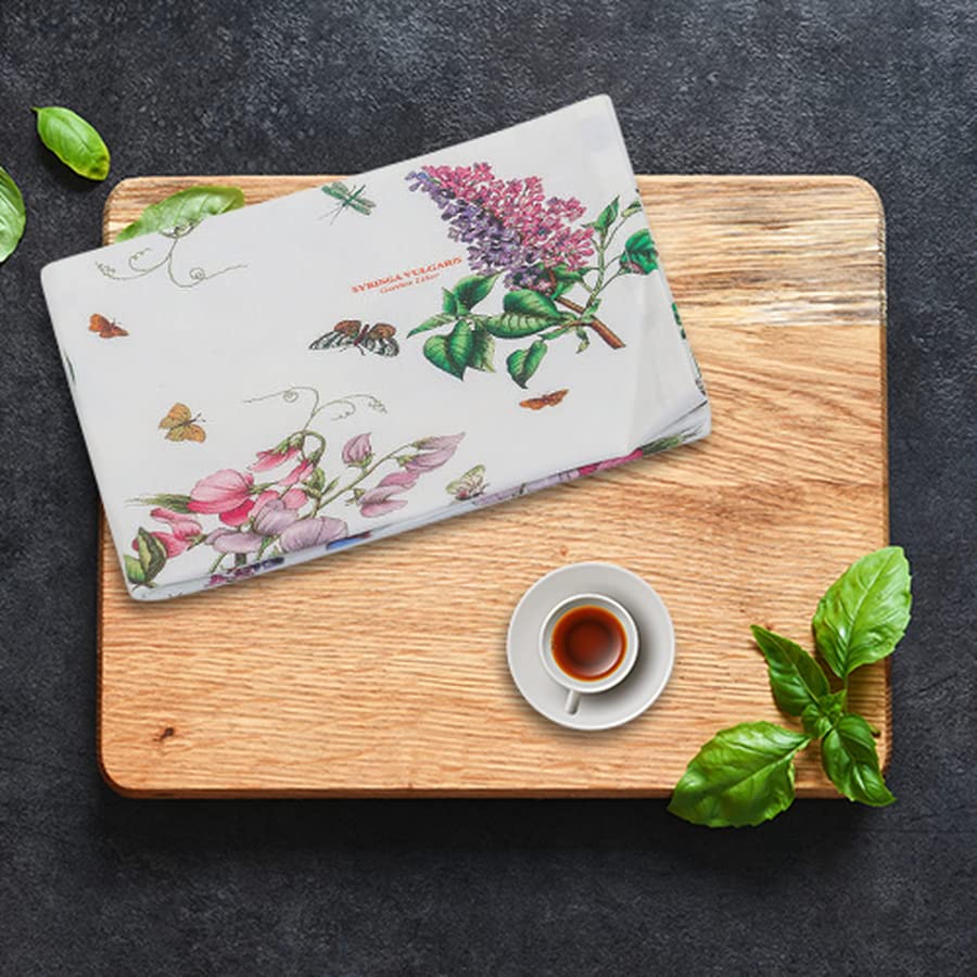 Pimpernel Botanic Garden Collection Tea Towel | Quick Drying Cotton Dish Towel | Multi-Purpose Absorbent Kitchen Towel With Flor