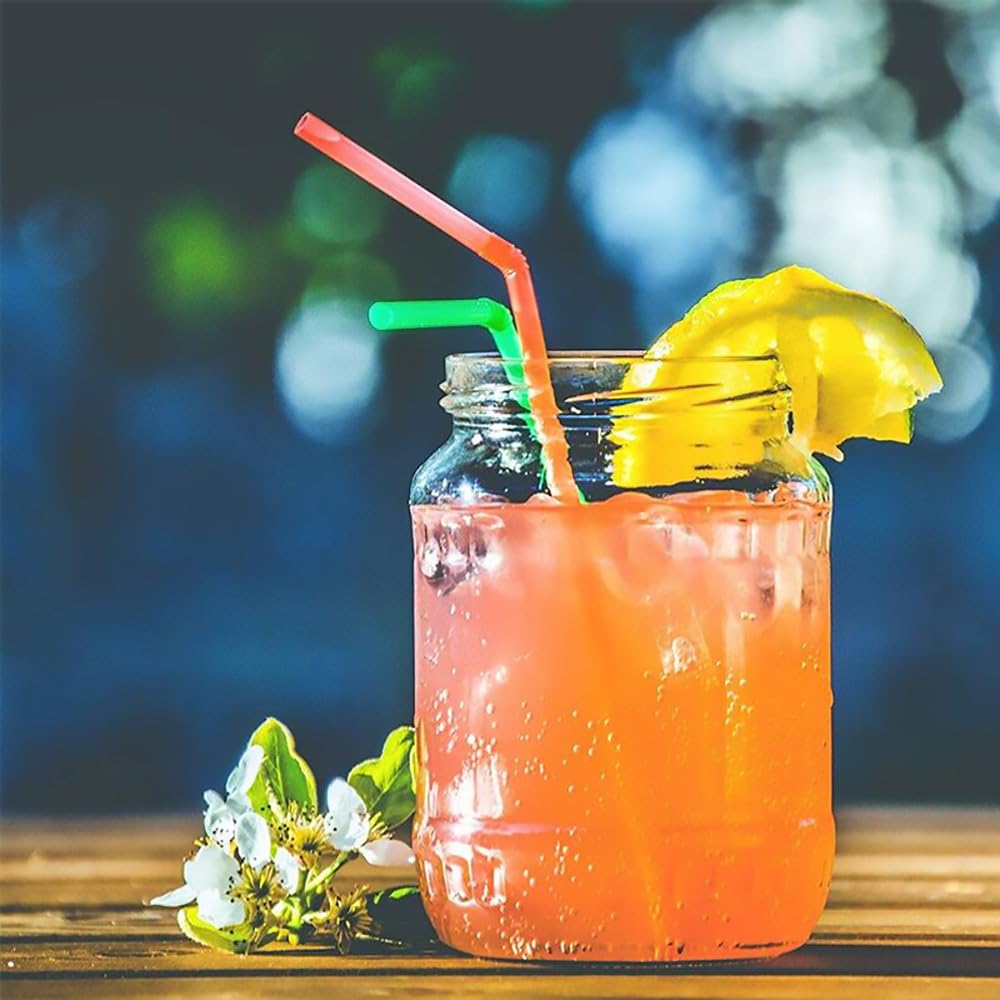 Foreverie Flexible Drinking Straws Bendable, 500 Pcs Value Pack, Caliber 5 Mm Length 21 Cm (8.27 Inches), Plastic, Assorted Pure