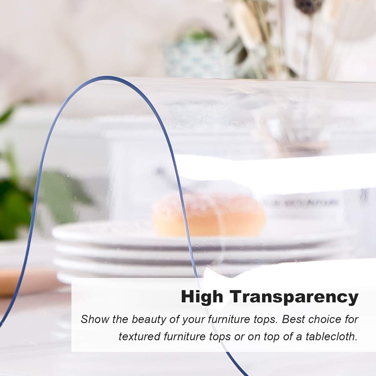 OstepDecor Clear Table Protector  54 x 20 Inch Clear Desk Protector  1.5mm Thick Desk Cover Plastic Table Protector Clear Tablecloth Protector  Clear Desk Pad Mat for Coffee Table  Writing Desk 5ft
