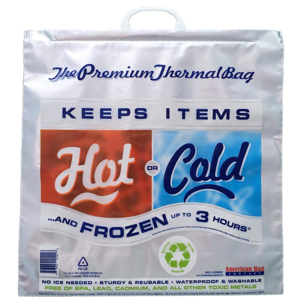 Hot Cold Bag Thermal Cooler, Grocery Size, White