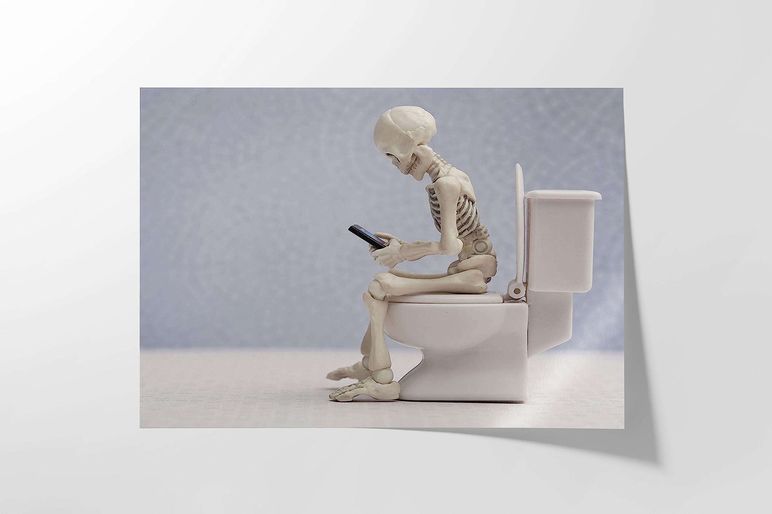 Skeleton on Toilet  Skeleton Bathroom Decor  Weird Wall Art  Skeleton Wall Art  Skeleton Bathroom Art  Skeleton Bathroom Wall Art  Skeleton Picture  Skeleton Bathroom Pictures - Unframed (8x10)