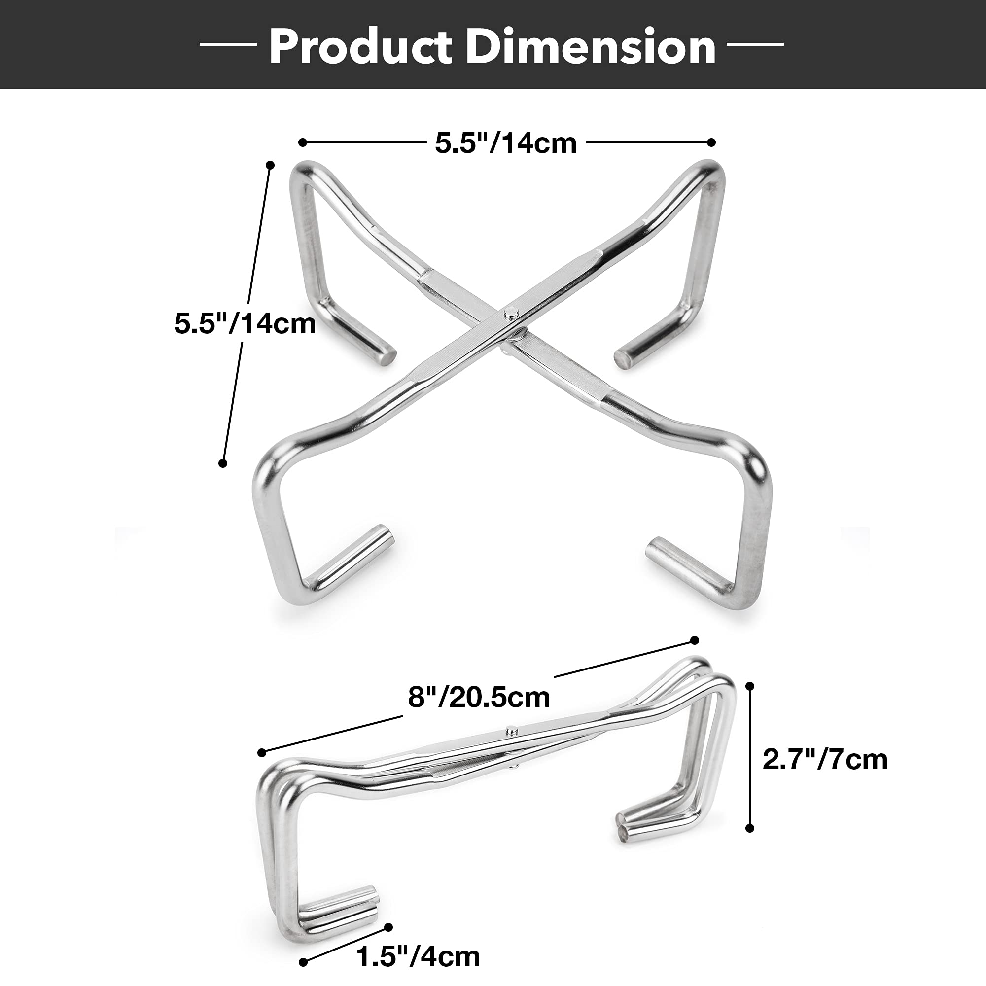 Stanbroil 8'' Stainless Steel Folding Dutch Oven Lid Stand For Campfire Cooking, 4-In-1 Folding Pot Stand Camp Dutch Oven Tool