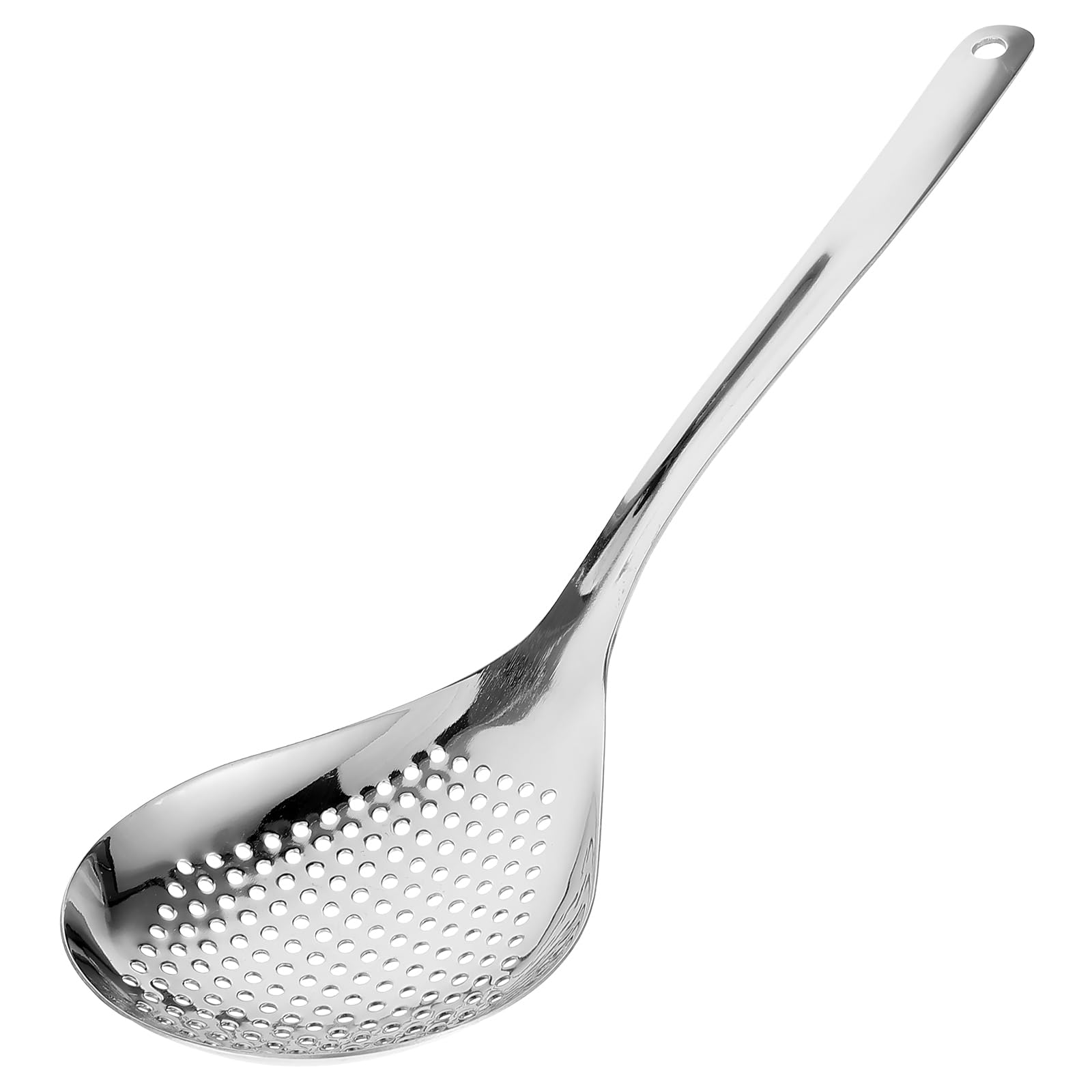 Slotted Spoons For Cooking - Stainless Steel Skimmer Spoon With Handle And Hanging Holes - Fine Mesh Strainer Spoon Spider Strai