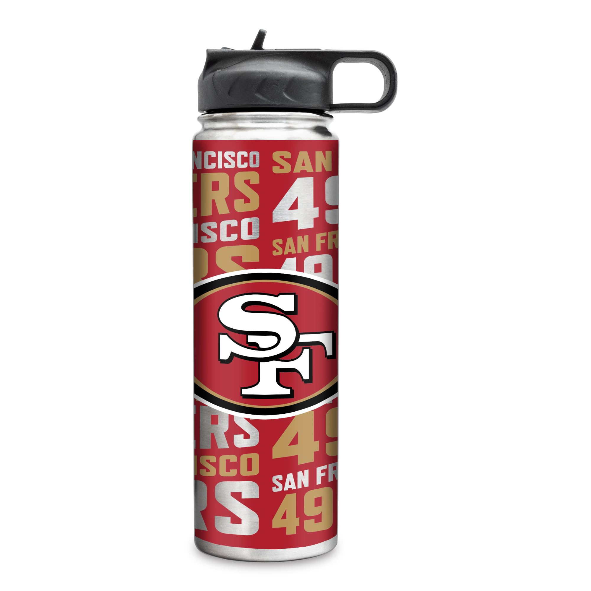 Rico Industries NFL Football San Francisco 49ers 22oz Stainless Steel Tumbler with Lid - Great For Coffee, Tea, Water or Cocktai