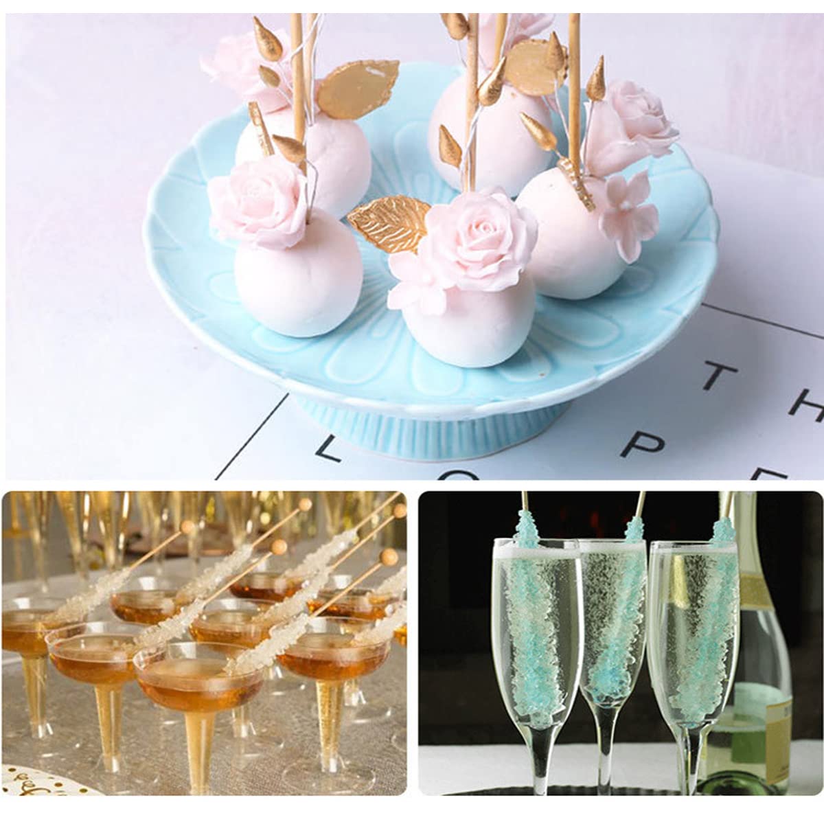 100 Pieces Rock Candy Sticks With Ball Wooden Sticks Wood Cake Sticks Drink Stirrer Sticks For Lollipop Coffee Appetizer Skewers