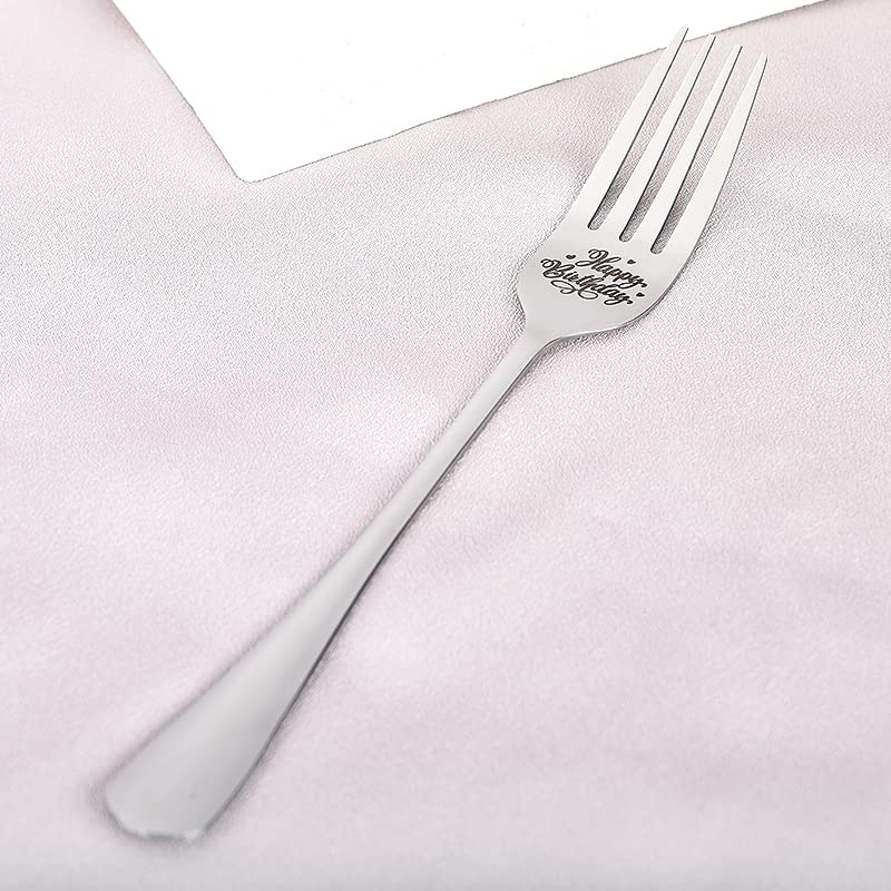 Happy Birthday Fork Gifts For Women Men Birthday Gifts For Friend Sister Brother Daughter Son Engraved Forks Salad Dessert Lover