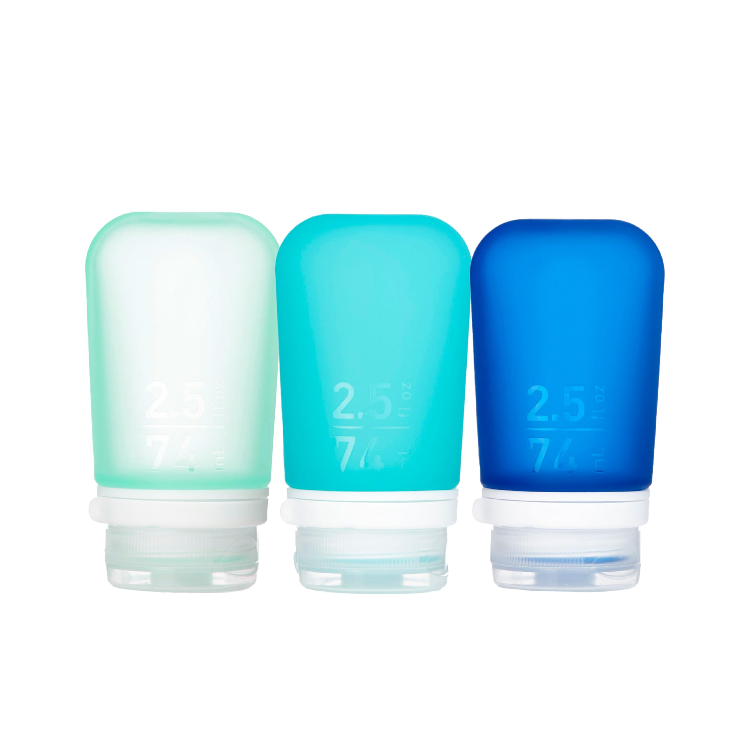 humangear GoToob+ 3-Pack (Medium) | Refillable Silicone Travel Bottle | Locking Lid | Food-Safe Material | Mint/Aqua/Teal, Mediu
