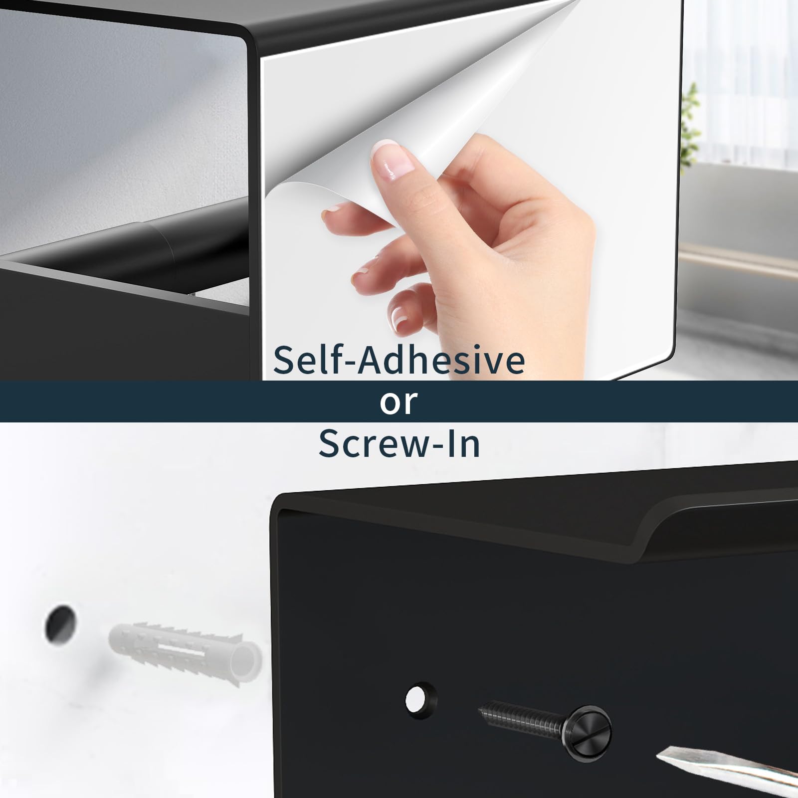 Bethom Toilet Paper Holder With Shelf Wall Mount, Self Adhesive Or Screw In, Tissue Holder For Bathroom Washroom Rv With Spring