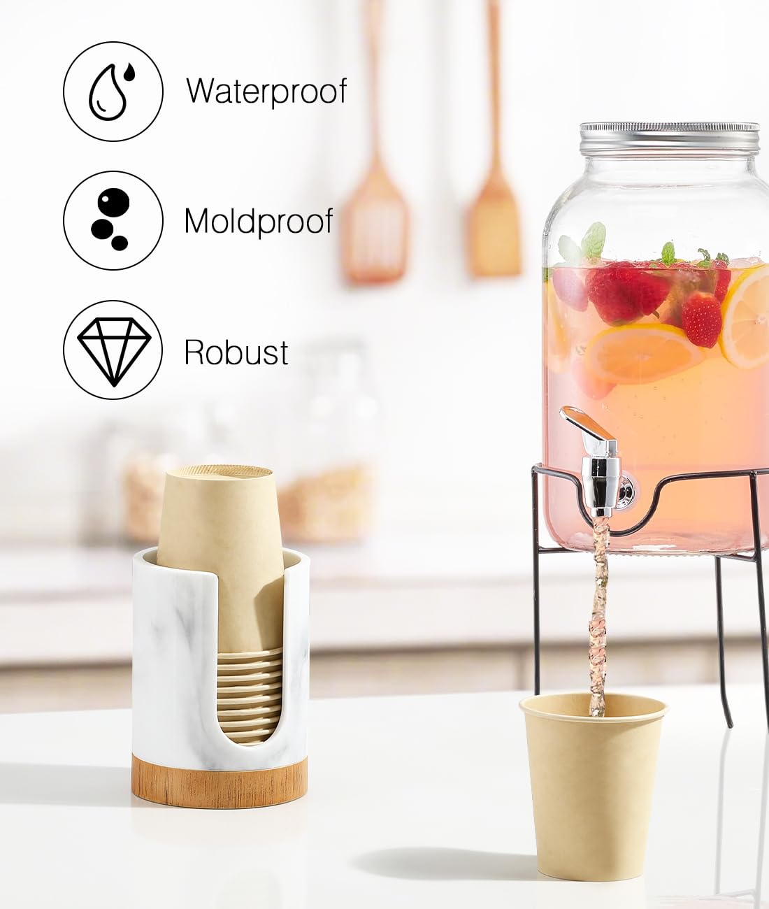 Luxspire Dixie Cup Dispenser, 5-7Oz Bathroom Cup Dispenser, Marble Resin Dixie Cup Holder, Disposable Bathroom Paper Cup Holder,