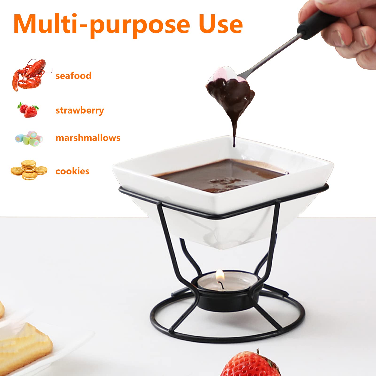 Luvan 7Oz Butter Warmers For Seafood With 20 Tealight,4Pcs Ceramic Butter Warmers Set For Chocolate Butter Cheese,Ceramic Bowl O