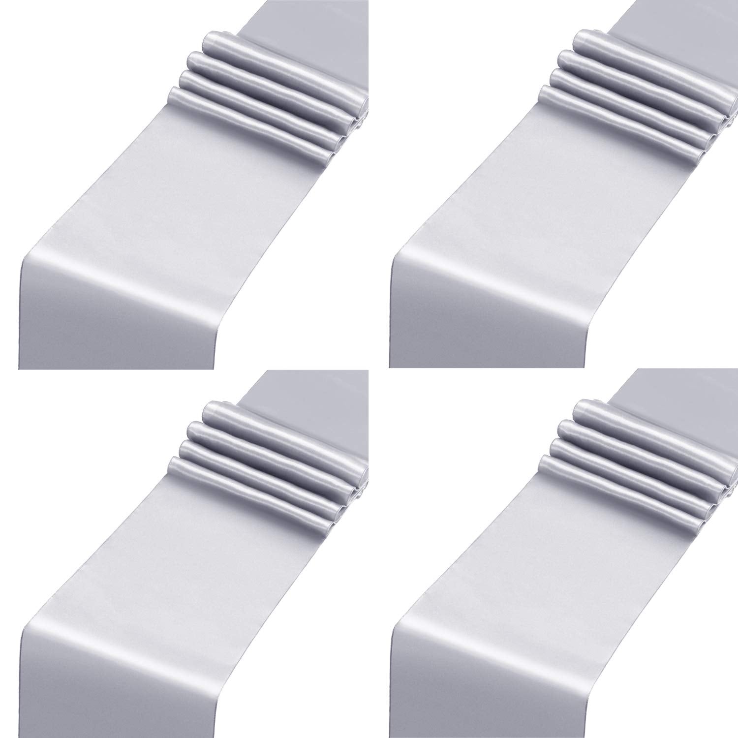 Aneco 4 Pack Satin Table Runner 12 X 108Inch Long Bright Silk And Smooth Fabric Party Table Runner For Wedding Banquet Party Dec