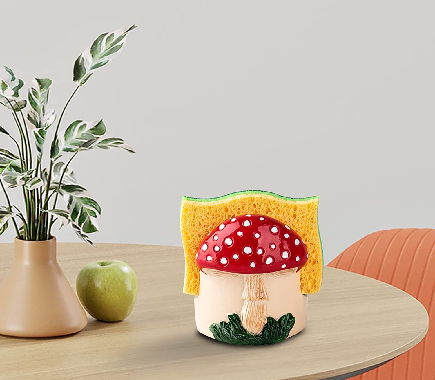 Dgudgu Mushroom Kitchen Sponge Holder Ceramic Sponge Dish Red Sponge Holder For Kitchen Sink Caddy Decor For Kitchen Kitchen Sin