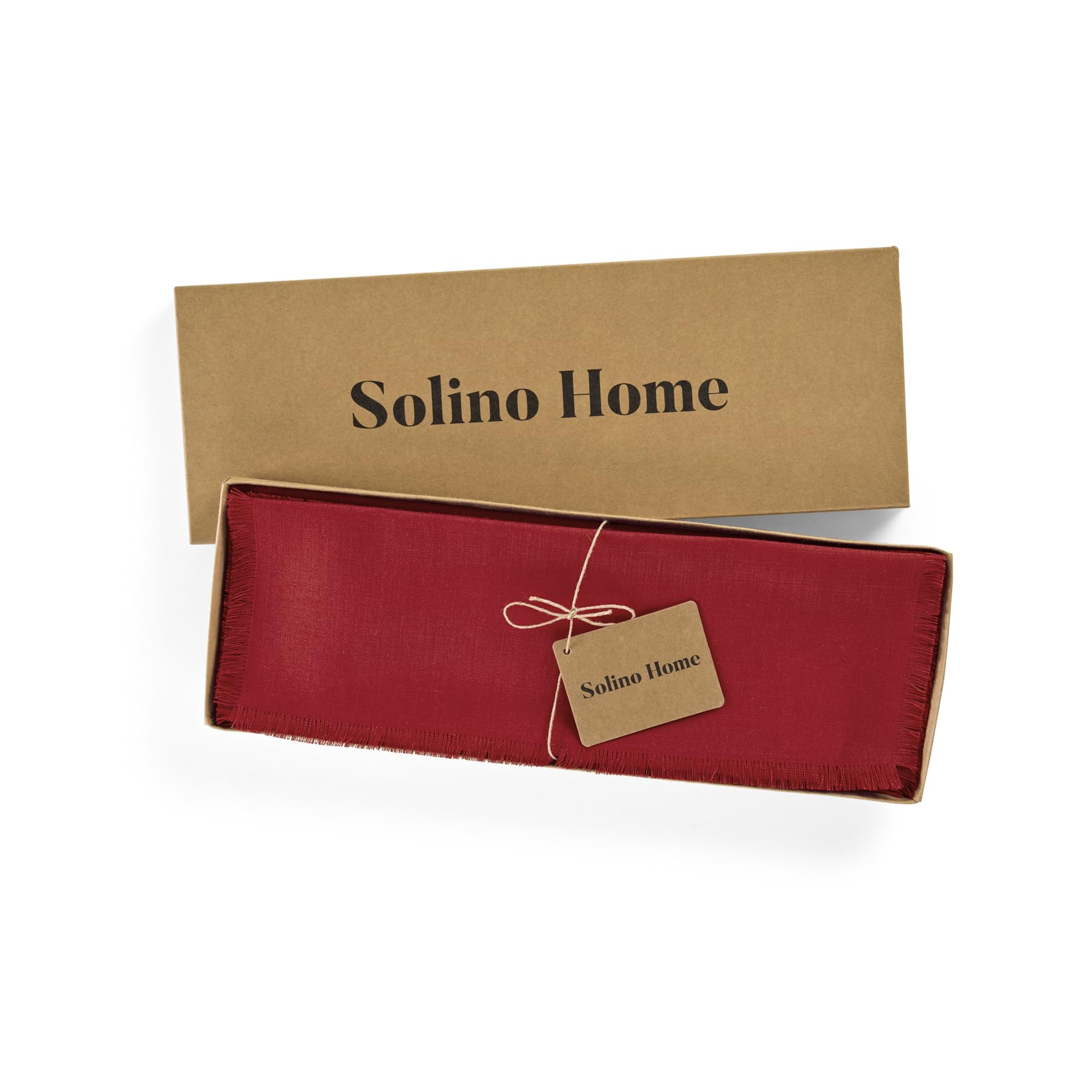 Solino Home Fringe Linen Placemats 19'' L X 14'' W Inch - 100% Pure Linen Cherry Cloth Placemats Set Of 4 - Washable Fabric Plac