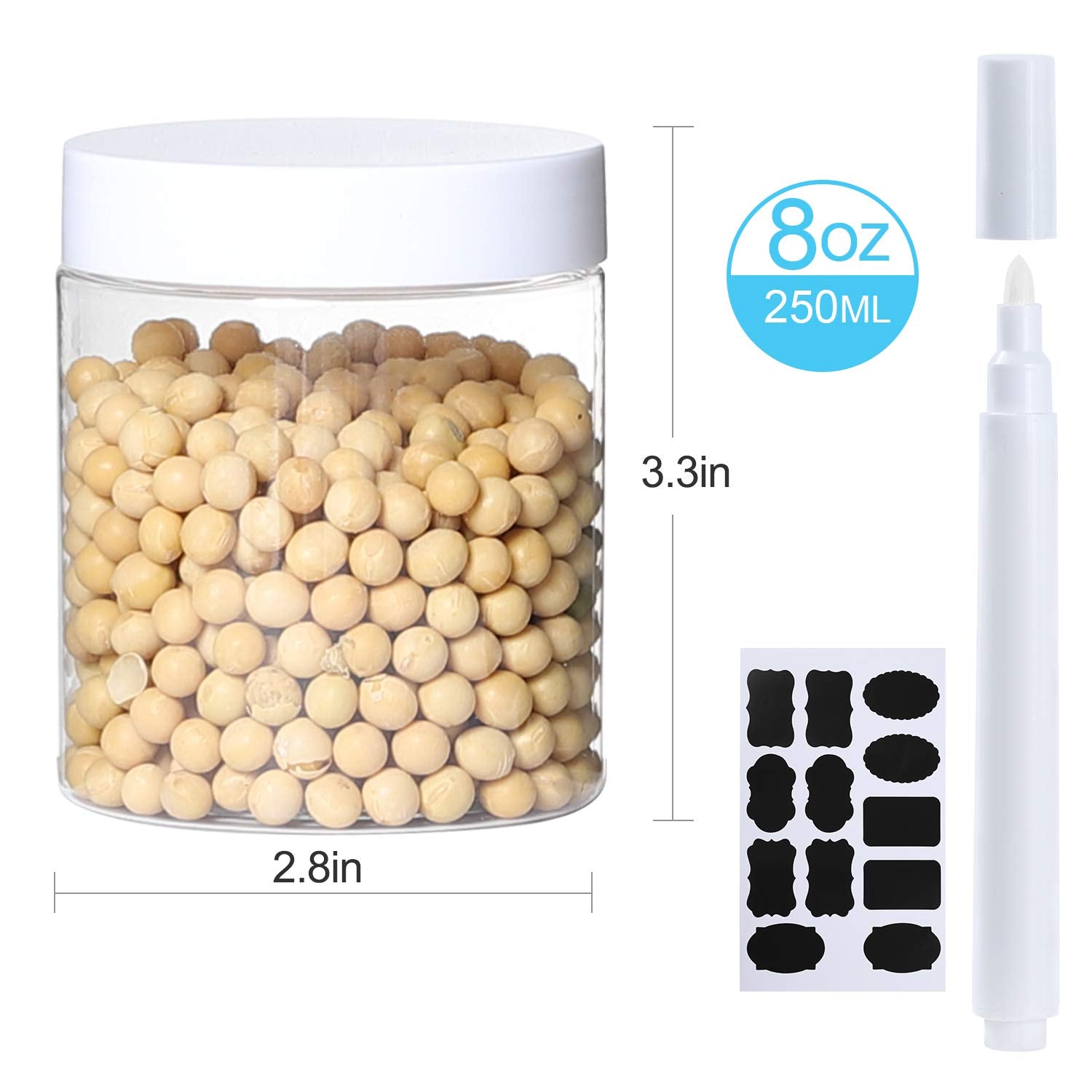 24Pack 8Oz Plastic Jar Storage Container With White Lids Airtight Clear Wide-Mouth Slime Storage Jars For Cosmetic Cream Light C