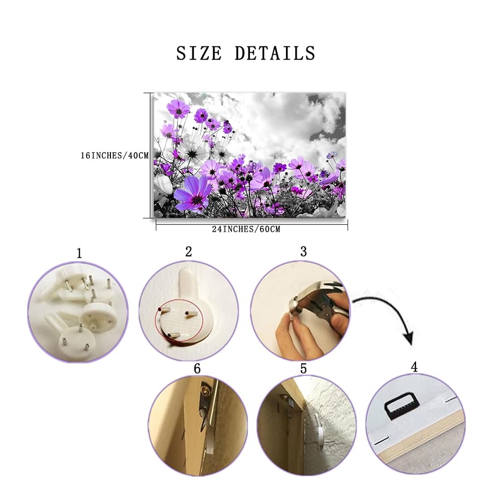 Canvas Wall A Rt Modern Purple Flowers Canvas Art Wall Decor Black And White Framed Galsang Floral Prints And Posters Wall Hangi