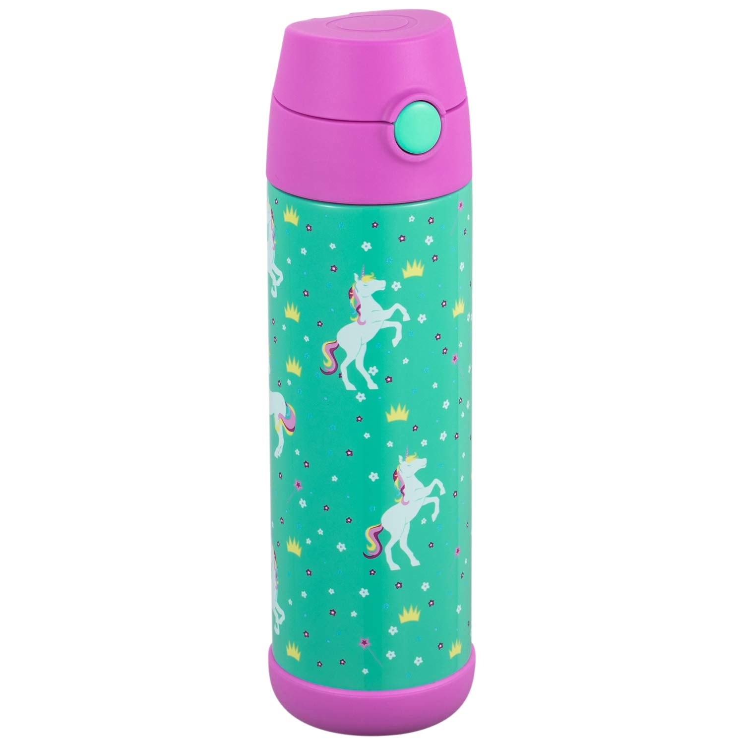 Snug Kids Water Bottle - Insulated Stainless Steel Thermos With Straw (Girls/Boys) - Unicorn, 17Oz