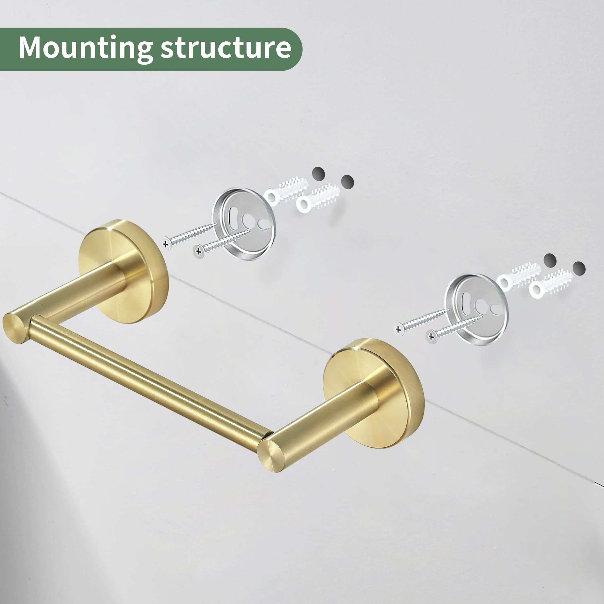 Weiko Gold Toilet Paper Holder Towel Ring, Brushed Gold Bathroom Accessories Hand Towel Holder Wall Mount Bath Hardware Set Tiss