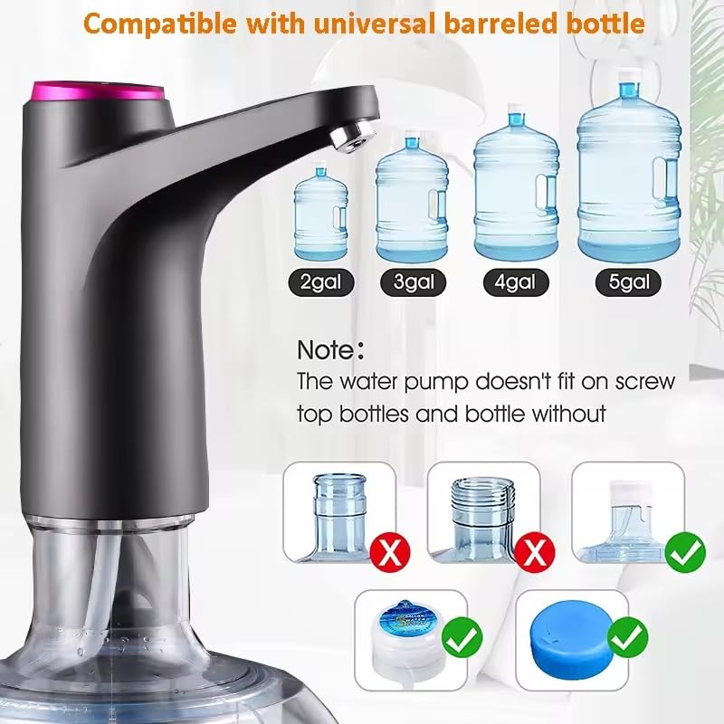 USB Rechargeable Water Dispenser with Detachable Base for 5 Gallon Bottles - Portable Dispenser with 1200mAh Battery - Smart and