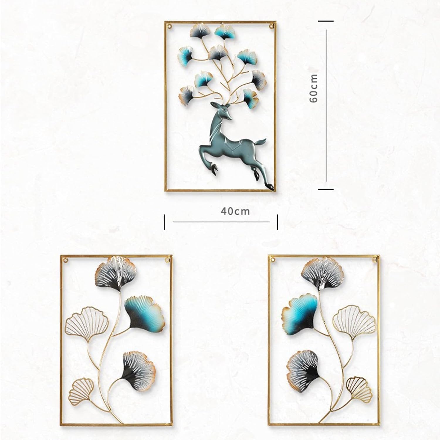 HOME AND CRAFTS Metal Multicolor Wall Decor Leaf Wall Hanging Decoration, Wall Art Frame Home Decor for Living Room Office Bedro