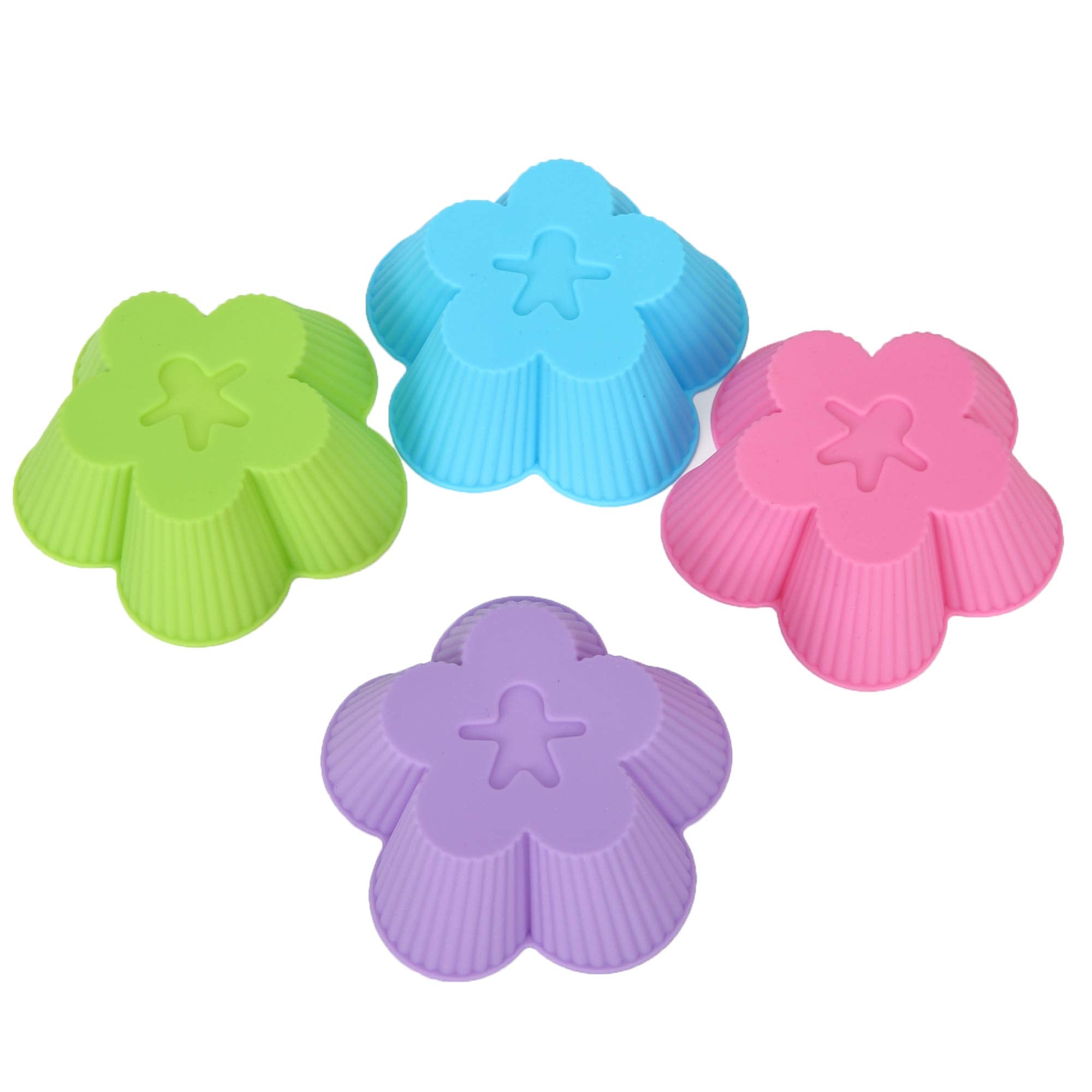 Clazkit Silicone Reusable Round Flower Shaped Muffin Moulds (Multicolor) -Set of 8