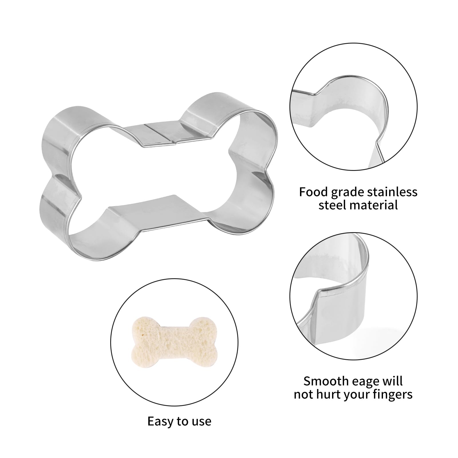Dog Bone Cookie Cutter Anckne Bone Shape Cookie Cutter Set Stainless Steel Homemade Dog Biscuit Treats Cutter 4 Pieces