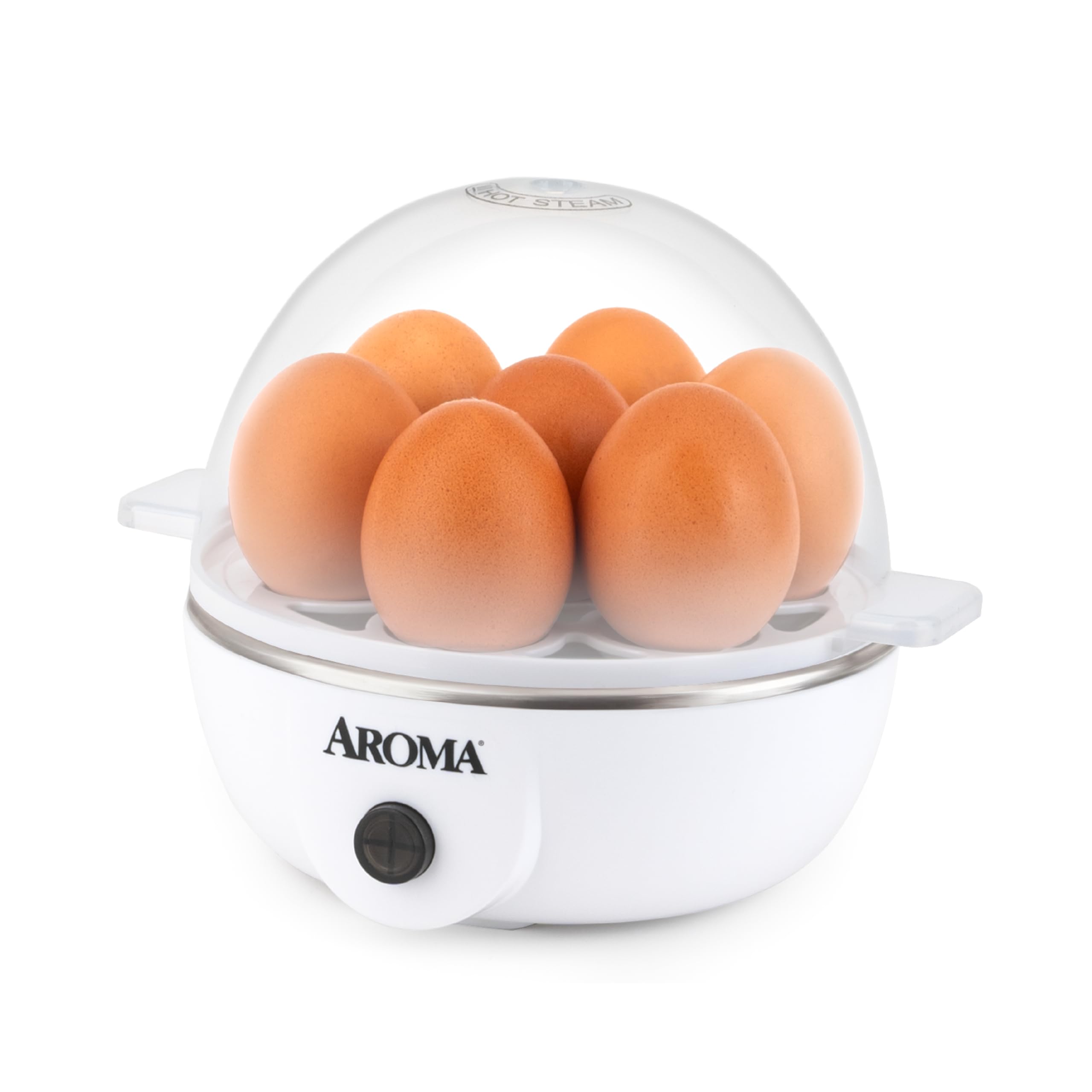 AROMA Overly Easy Egg Cooker, Steamer, and Electric Egg Poacher | XL Capacity Egg Steamer Fits 7 Eggs