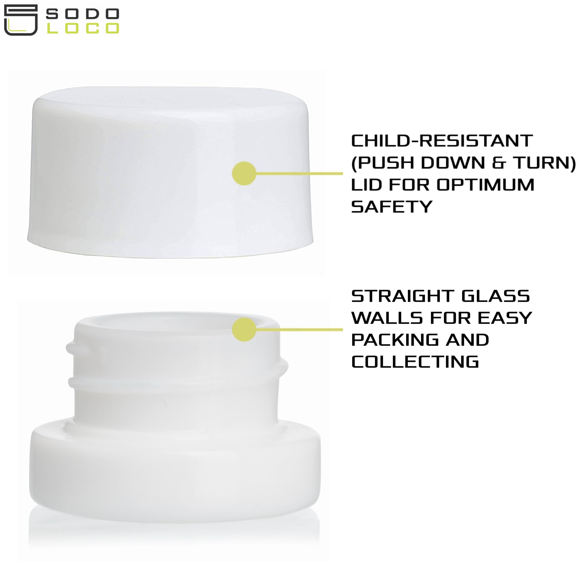 (200 Pack) 5Ml Thick White Glass Jars With White Child Resistant Lids - Uv Resistant - Storage For Oil, Lip Balm, Wax, Cosmetics