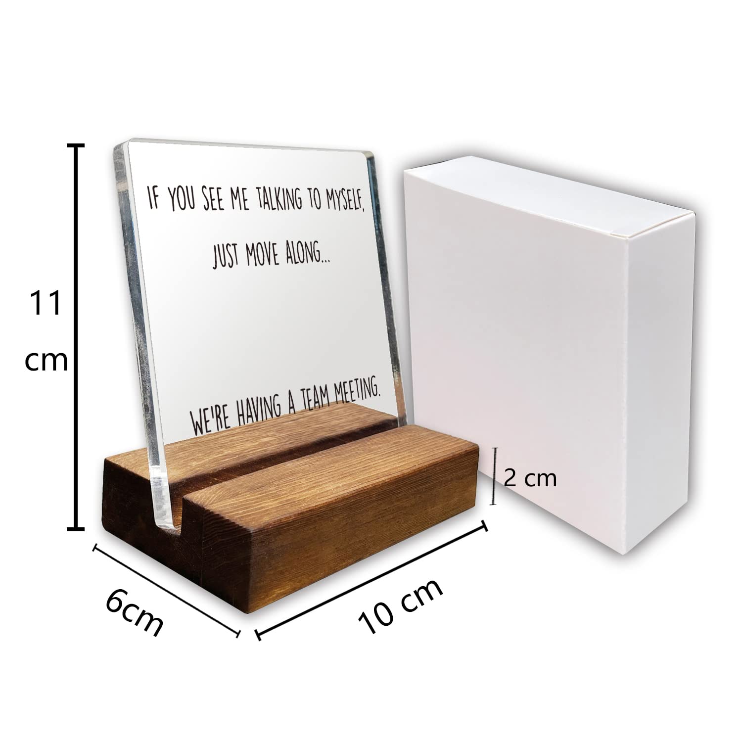 Home Office Desk Decor - Funny Quote Acrylic Sign With Wooden Stand - Gift for Coworker, Sister or Women