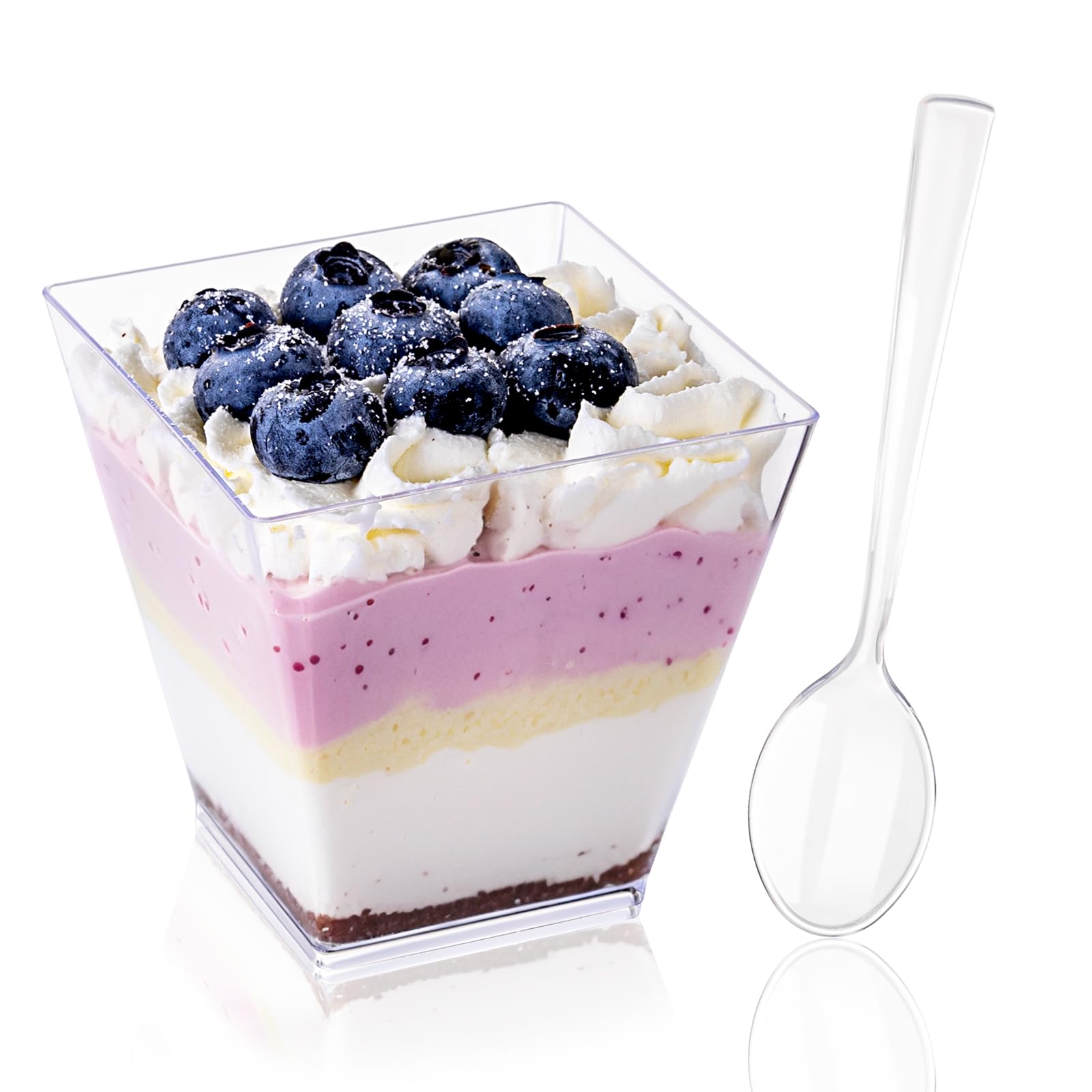 YOUBET 102PCS Clear Plastic Dessert Cups with Spoons for Party Wedding