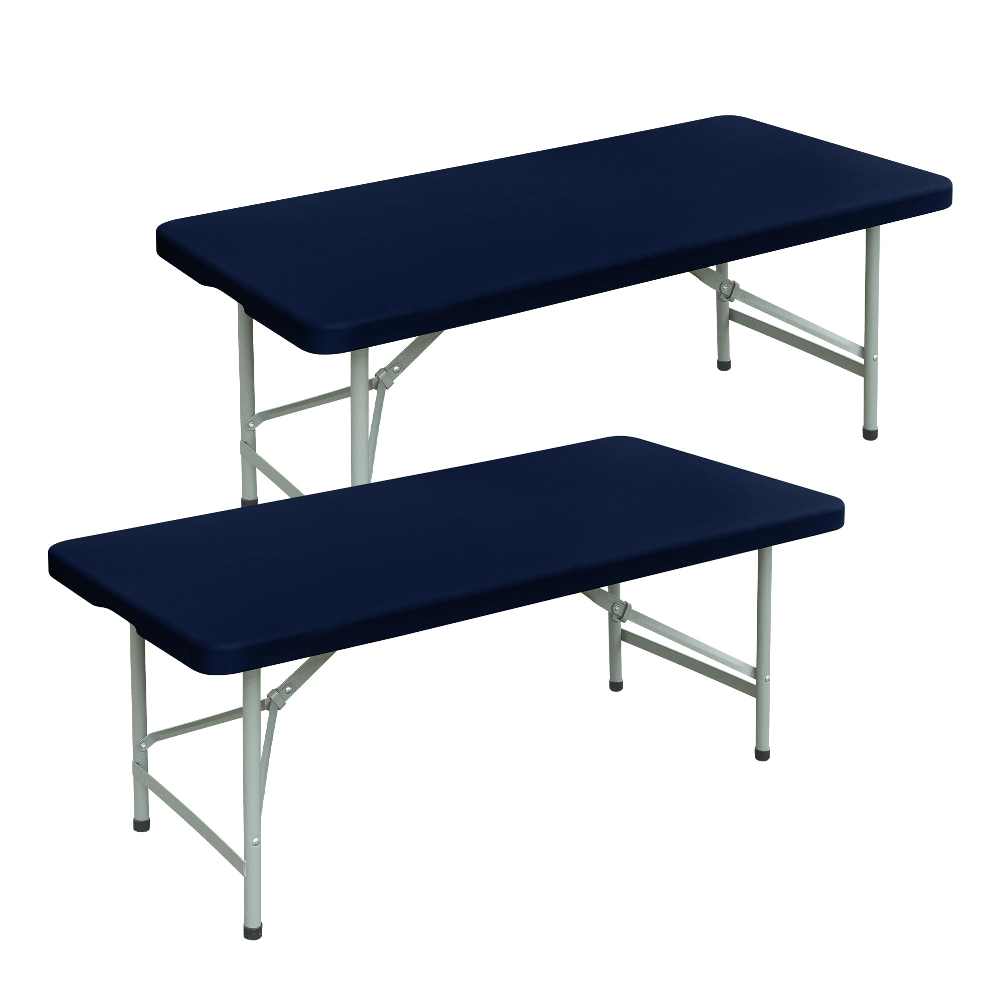 mylacerhome 2 Pack Rectangle Fitted Tablecloth 42X72 Inch Stretch Spandex Card Table Cover Navy Washable Table Cloth Elastic Tab