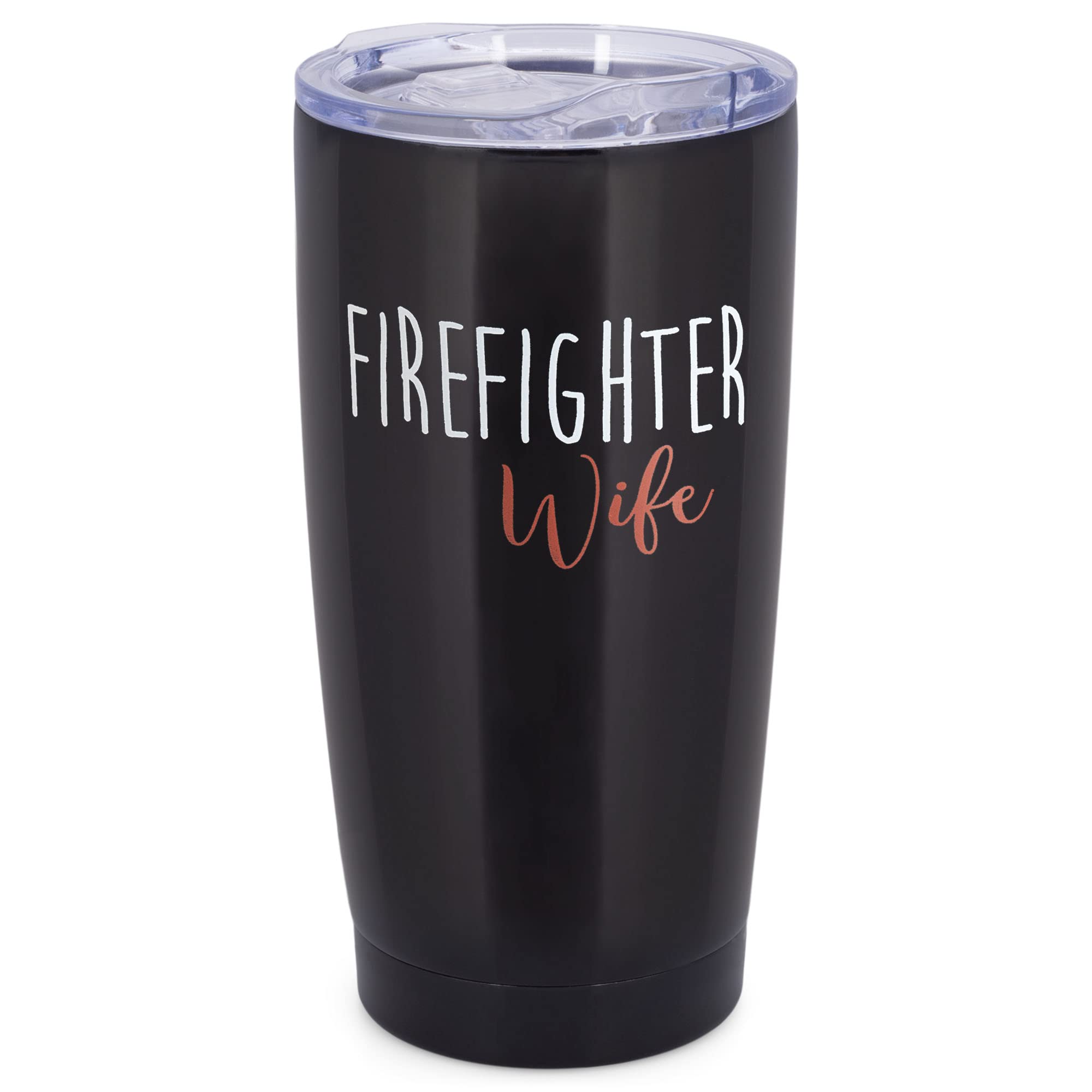 Dicksons Sstumb-71 Red 20 Ounce Stainless Steel Travel Tumbler Mug With Lid Mug With Lid, Firefighter Wife