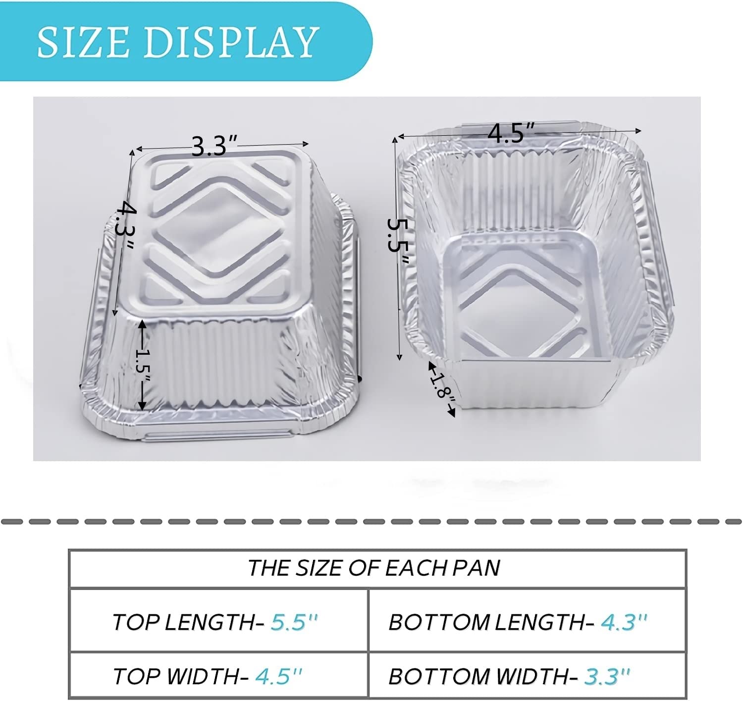 Fuiikeem Small Aluminum Pans With Lids -(5''  4''  1.8'') 1 Lb Capacity Tin Foil Food Containers With Lids - 40 Pans And 40 Lids