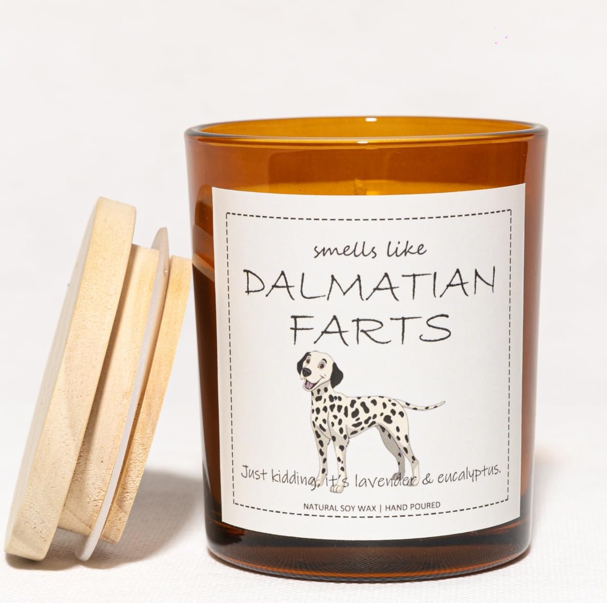 Dalmatian Gifts & Decor, Dog Mom Gifts for Women, Smells Like Dalmatian Farts Candle - Lavender & Eucalyptus, Crafted by Natural