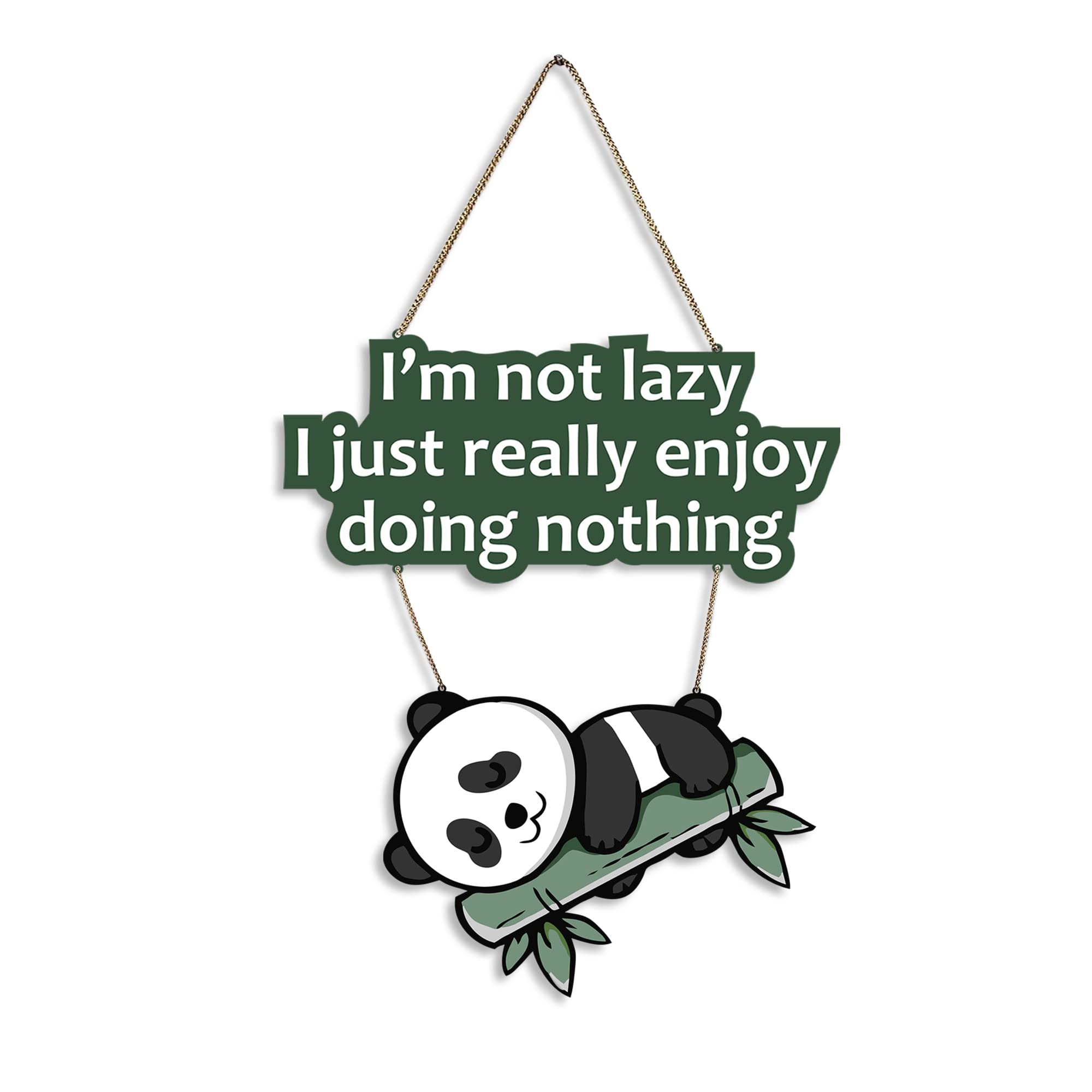 Artvibes Lazy Panda Printed Wooden Wall Hanging With Quotes For Home Decor | Office | Gifts | Living Room | Bedroom | Wooden Dec