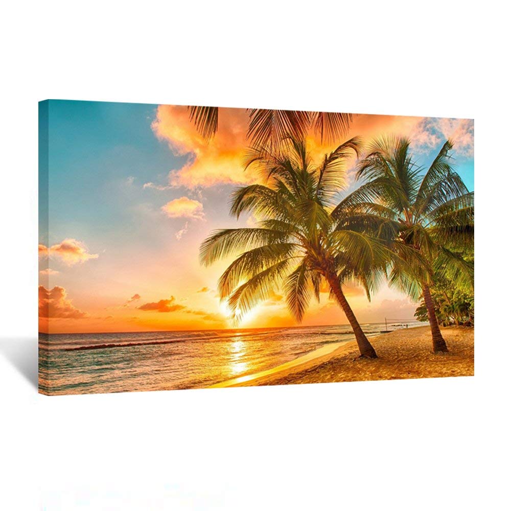 Kreative Arts Canvas Print For Home Decoration - Sunset Seascape Coco Beach Modern Painting Wall Art Picture Print On Canvas Fra