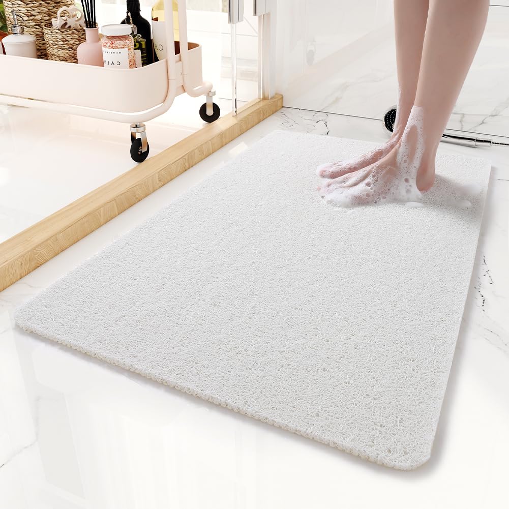 Non-Slip Bathtub Mat, 17X 30 Inch, Shower Mats For Bath Tub, Pvc Loofah Bathroom Mats For Wet Areas, Quick Drying