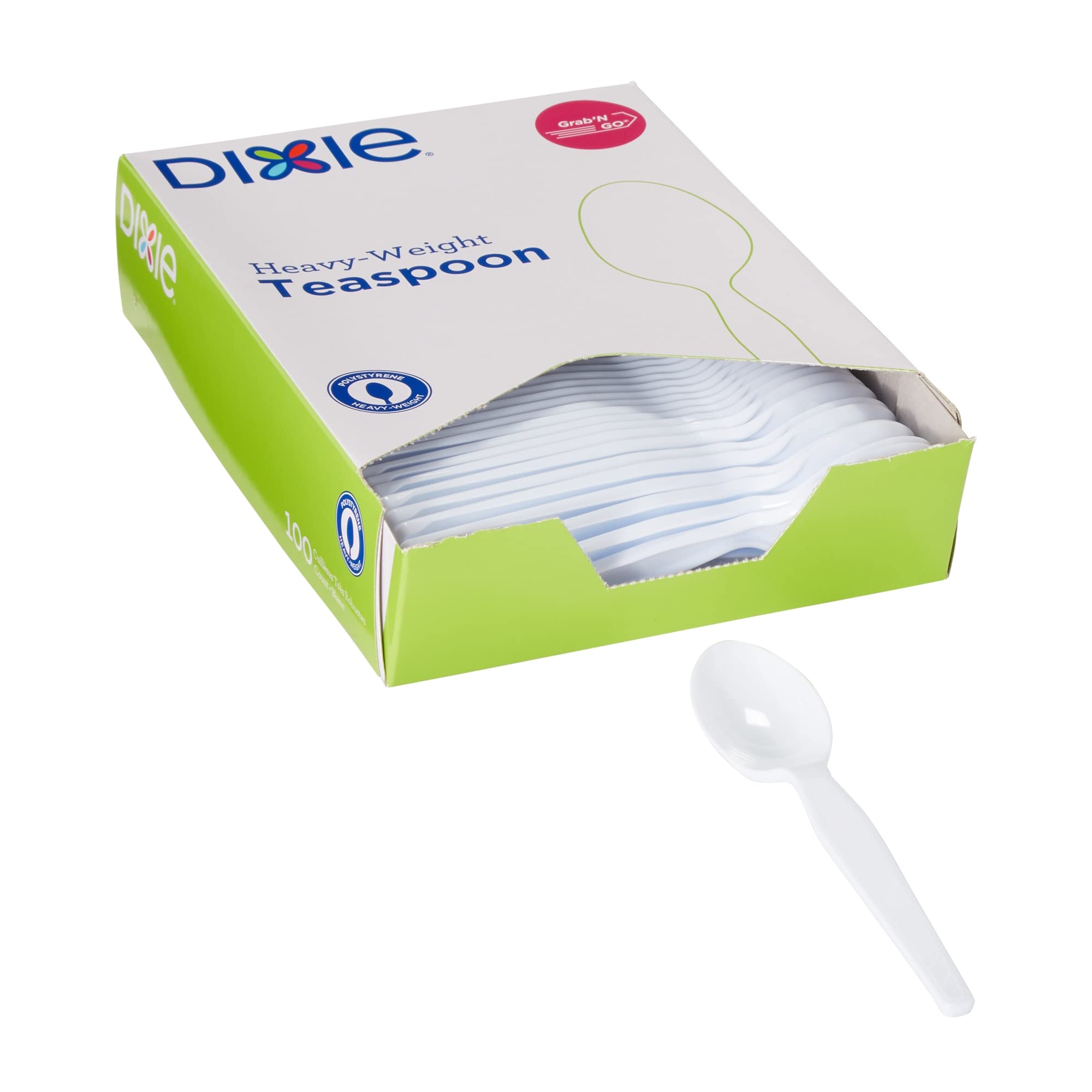 Dixie Th207 Plastic Cutlery Heavyweight Teaspoons, White (Pack Of 100)