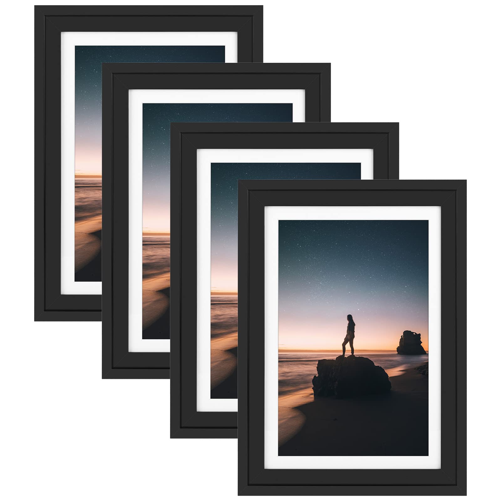 Golden State Art, 13x19 Picture Frame - Displays 11x17 Photo with Mat or 13x19 Without Mat, Wide Moulding Solid Wood Frame for W