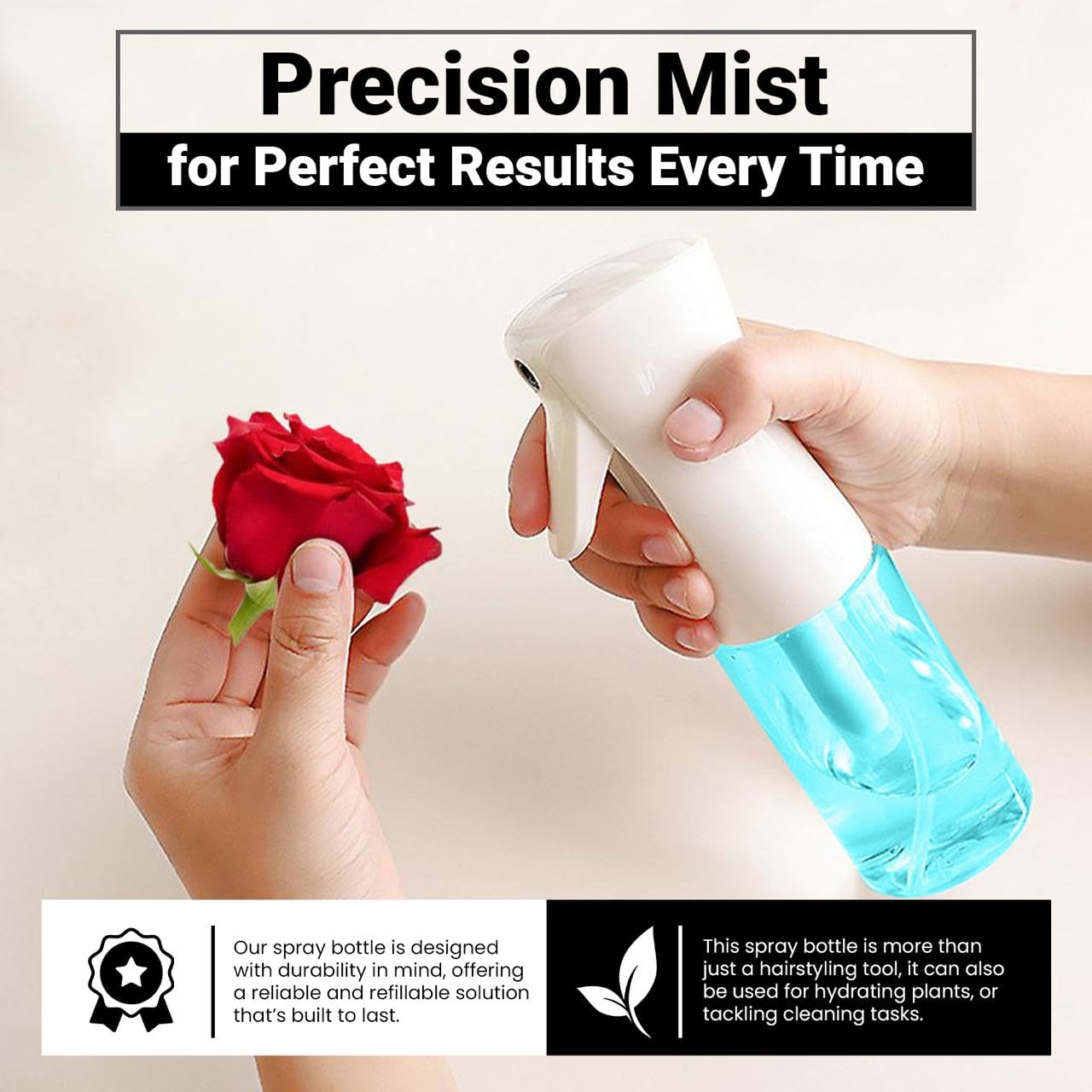 Continuous Mist Spray Bottle - Ultra Fine Mist For Hair Styling, Salon Use, And Versatile Applications - Ideal For Plants, Clean