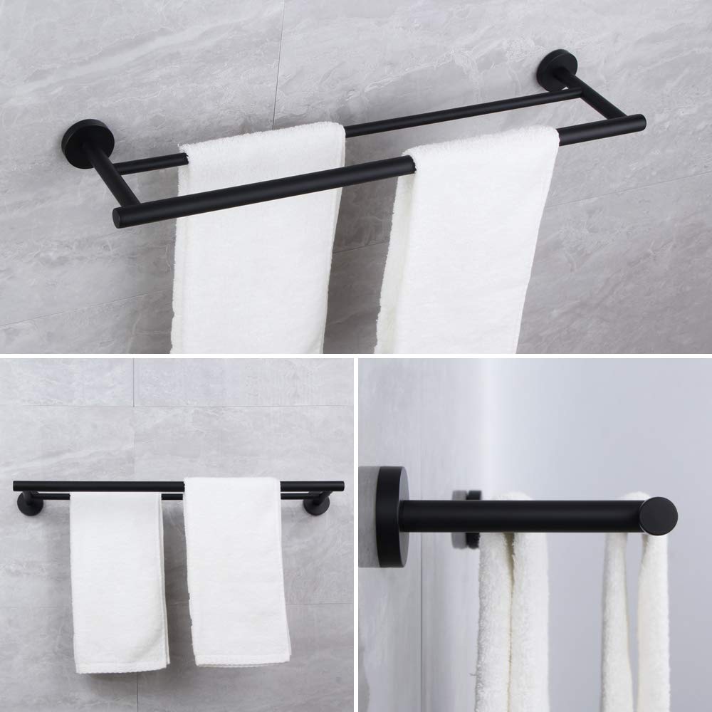 Kinzcn Sus 304 Stainless Steel 24-Inch Double Towel Bar Towel Rack Wall Mounted Towel Rail Towel Rod For Bathroom Modern Style P