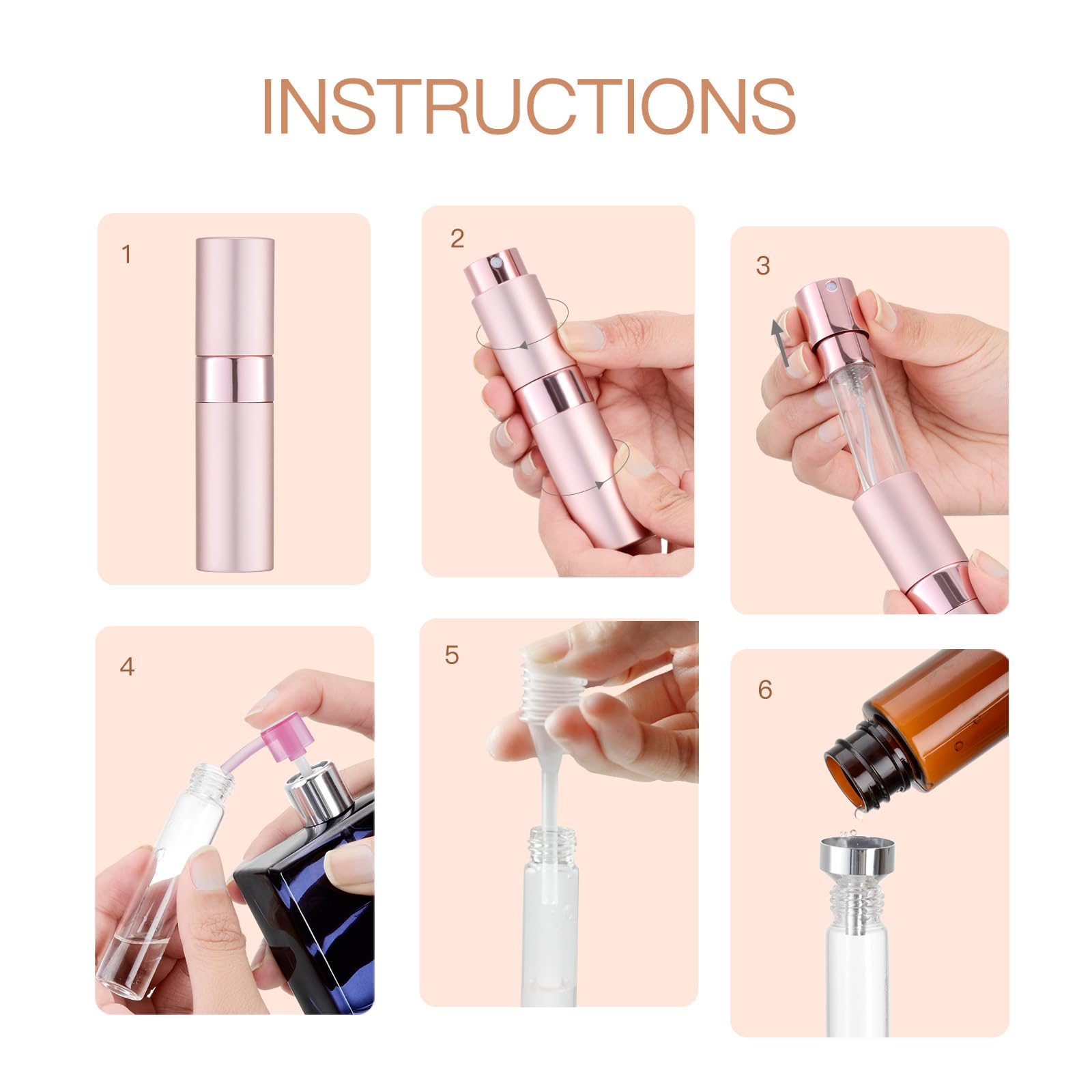 Lisapack 8Ml Atomizer Perfume Spray Bottle For Travel (3 Pcs) Empty Cologne Dispenser, Portable Sprayer (Red, Pink, Purple)