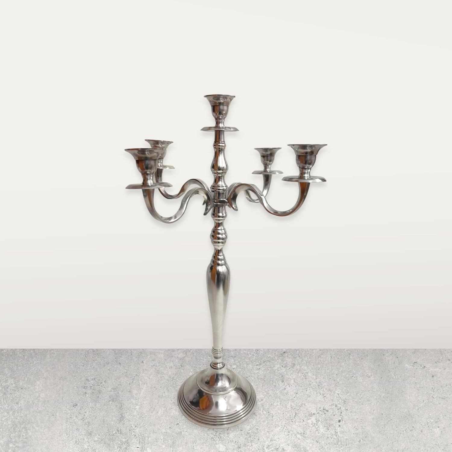 Home Trends India Candle Stand I 5 Arms Aluminium Candle Stand I Shinny Polished I 24 Inch