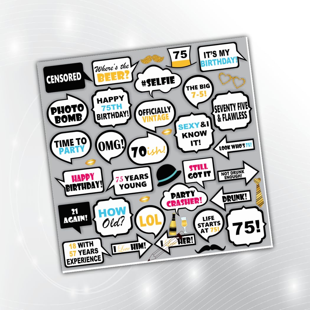 PartyStuff Birthday Theme Props  75th Birthday Props (29 Cards)
