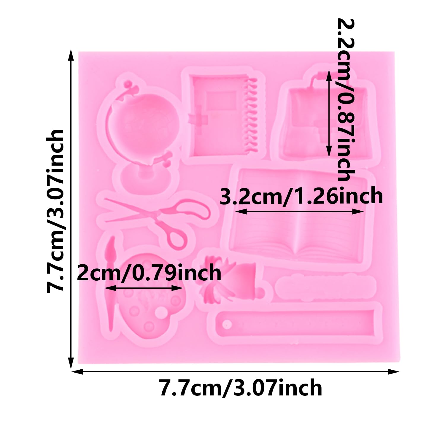 Xmoldnms Back To School Silicone Molds Fondant Candy Book Scissor Drawing Pen Palette Mold For Cake Decorating Cupcake Topper Ca