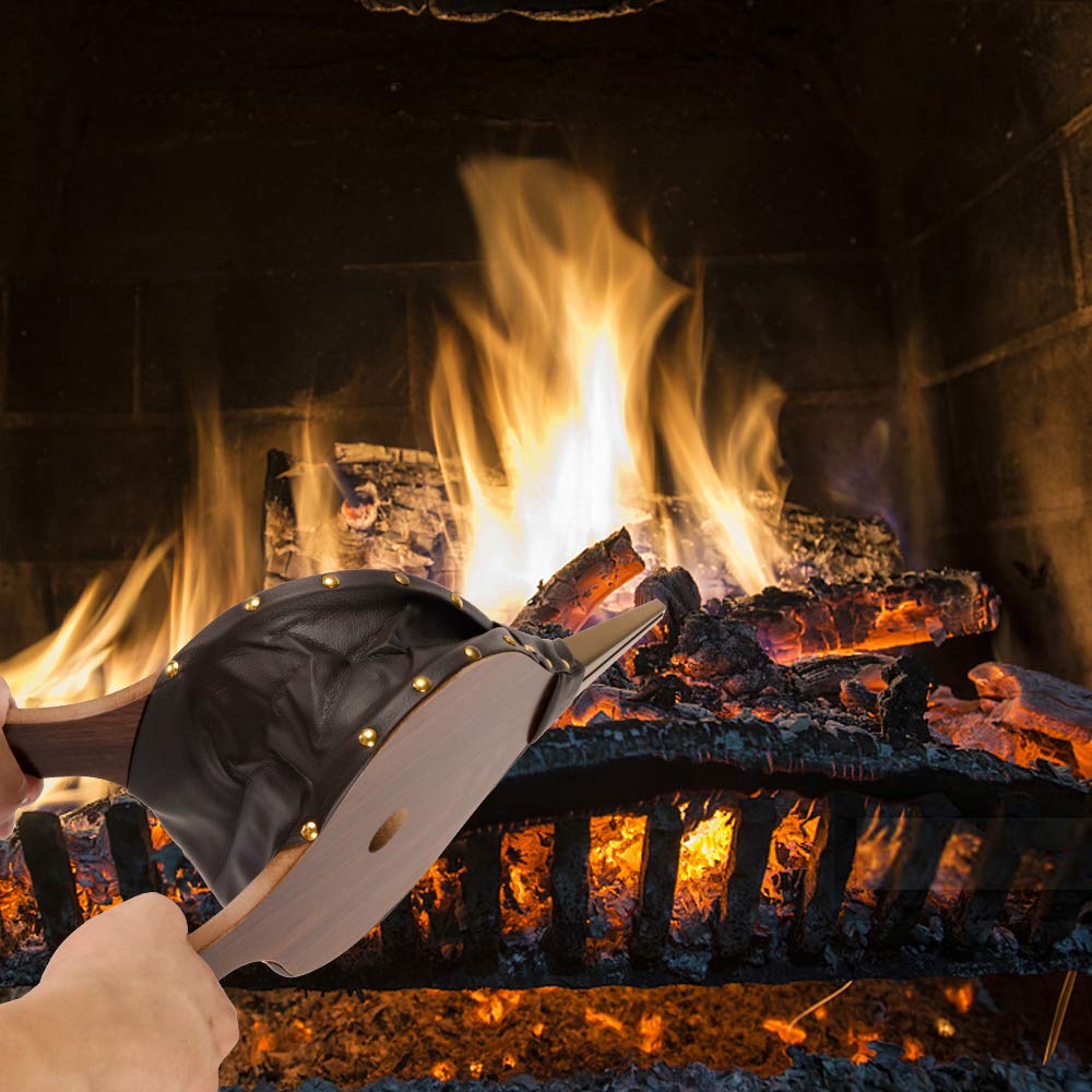 Kerykwan Fireplace Bellows 17''X7.5'' Large Wood Air Blower Cast Nozzle For Outdoor Camping Bbq Grill Chimney Hand Bellow Pump P