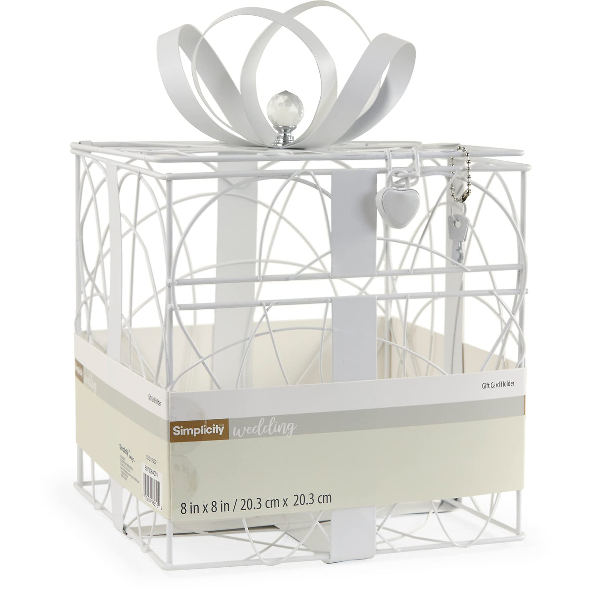 Simplicity White Metal Wedding Card Box, 8.5'' L X 9'' W X 11.2'' H
