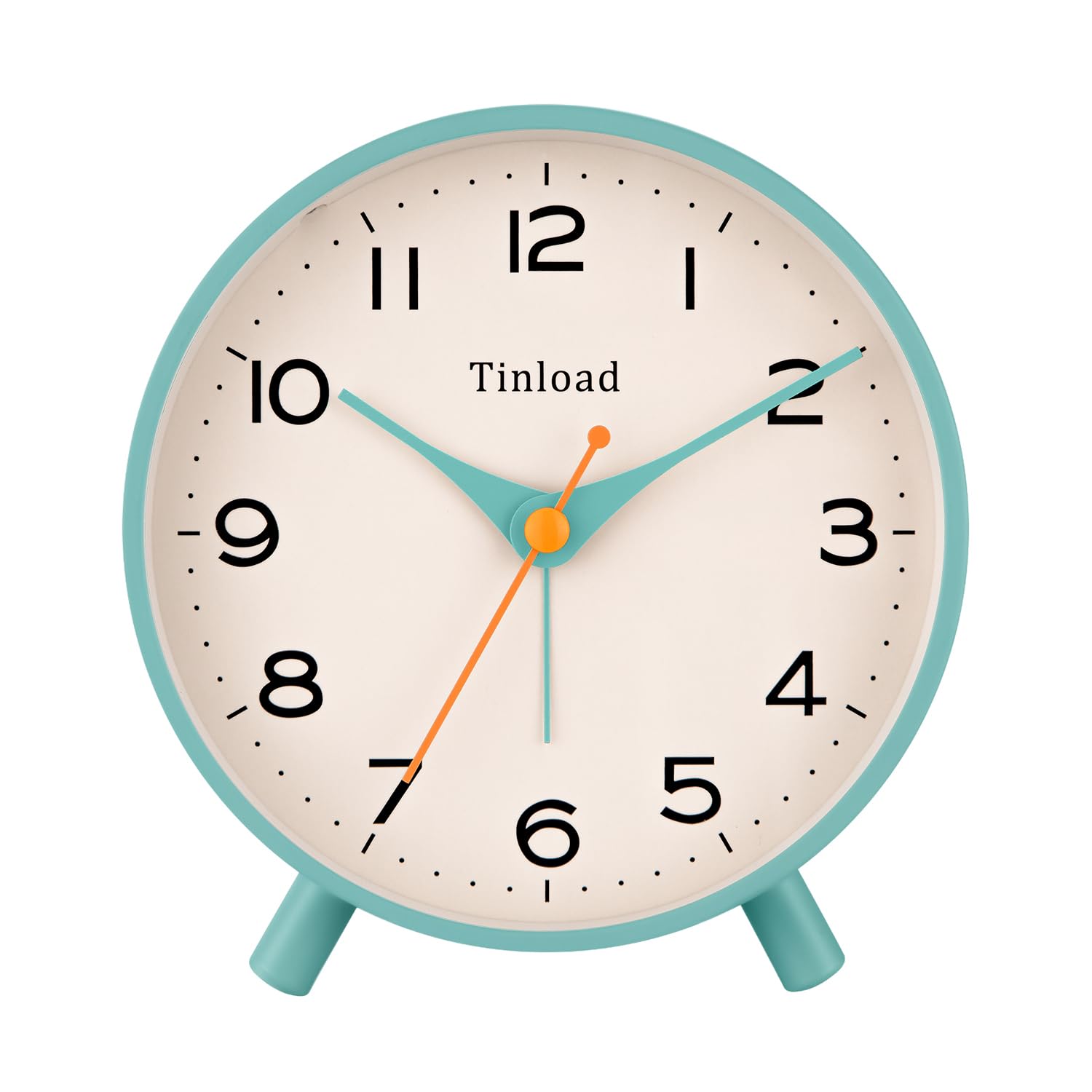 Tinload 4.5 Antique Retro Analog Alarm Clock, Small Silent Bedside Desk Clock,Lighted on Demand, Battery Operated, Snooze, for L