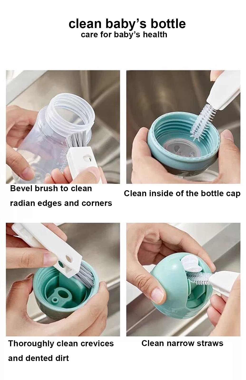 Bsmstone Tiny Cleaning Brush-Mini Multi-Functional Crevice Cleaning Brush, Water Bottle Cleaning Tools For Bottle Cup,Nursing Bo