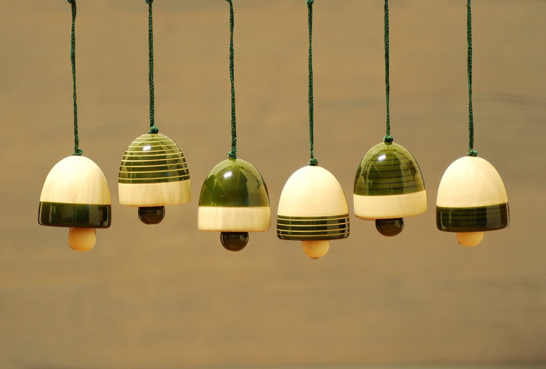 Maya Organic Wood Christmas Decor (Green) Pack Of 6