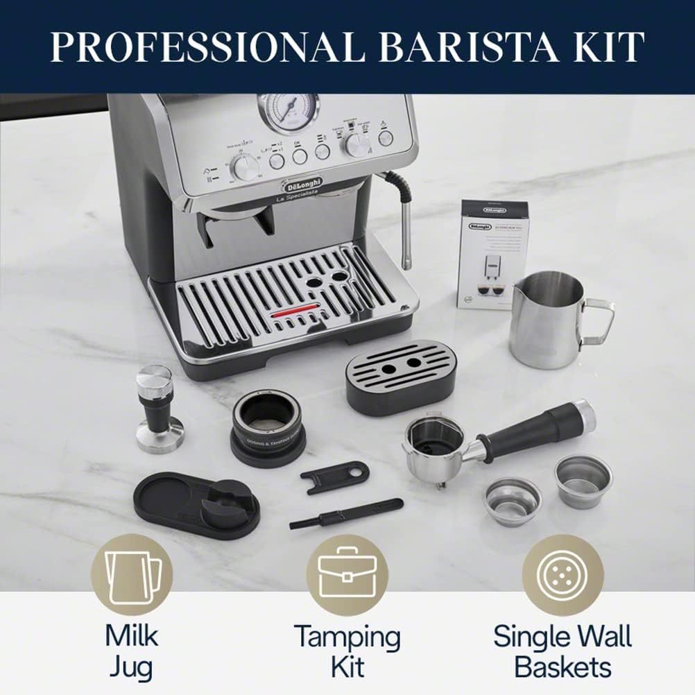 De'Longhi La Specialista Espresso Machine With Grinder, Milk Frother, 1450W, Barista Kit - Bean To Cup Coffee & Cappuccino Maker